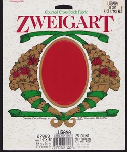 Cross Stitch Zweigart  Red 25 ct Lugana Fabric Germany Switzerland 14x18"  - Picture 1 of 2