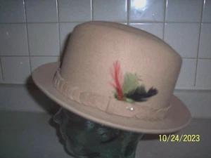 MEN'S VINTAGE CAMEL HOMBERG BEAVER HATS SINCE 1860  5X FUR FELT SIZE 7 - Picture 1 of 10