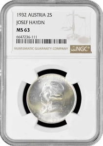 Austria 2 schilling 1932, NGC MS63, "200th Anniversary - Birth of Joseph Haydn" - Picture 1 of 2