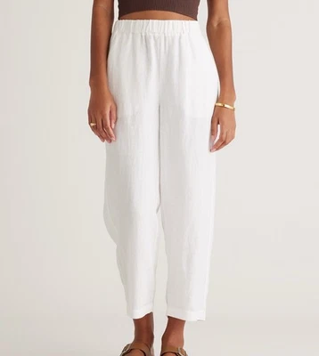 Новый с Ярлыками айва Sz M средний 100% льняные брюки 30 x 24 белый широкие ноги высоты брюки - Изображение 1 из 4