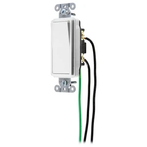 Hubbell White Decorator Rocker Switch Double Pole w/Pigtail 20A 120/277V DSL220W - Picture 1 of 6