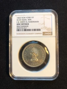 F.B. Smith & Hartmann, 19th Century New York City Merchant Token, Miller NY-820A - Picture 1 of 3