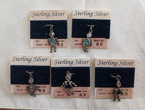 Sterling Silver Child Baby Girl Boy Charms Birthstone Pendants Lot Of 5 Vintage - Picture 1 of 8