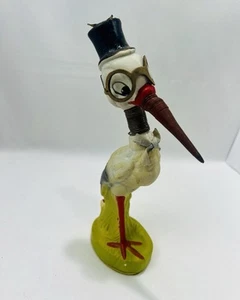 Antique Vintage Plaster Paper Mache Dapper Stork Bird Germany Candy Container - Picture 1 of 13