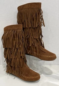 Botas de mujer MUDD con flecos talla 7,5 marrón gamuza - Imagen 1 de 9