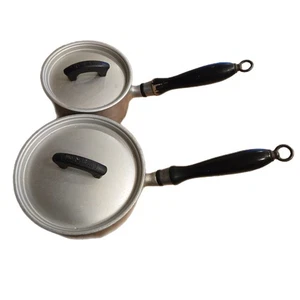 Vintage Wear-Ever Heavy Aluminum Saucepan Set No. 701 1/2 & 702 1/2 with Lids - Picture 1 of 7