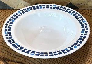 PRECIOUS COLORS Flat Rim Bowl 10.75" Corelle Corning USA Sapphire Blue White EUC - Picture 1 of 3