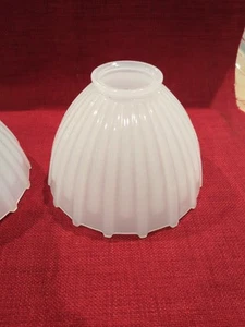 2 Vintage Unique Clambroth Glass Shades - Picture 1 of 7