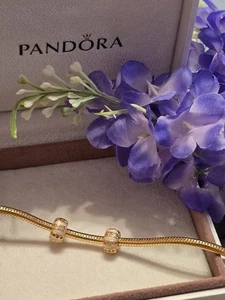 Pandora Ale Met 14k Gold Plated And Enamel Crystal Clips X 2 - Picture 1 of 9