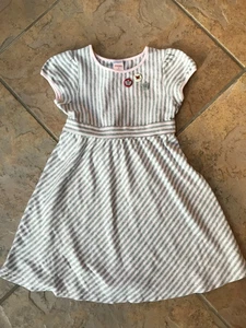 Gymboree SCHOOLGIRLS ROCK NWT 5 Pink stripe button tie dress - Picture 1 of 2