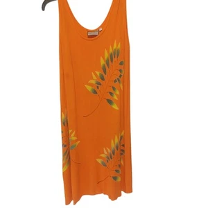 Vestido Batik Tropical Mujer Talla Única Naranja Floral Vacaciones Gauzy Midi - Imagen 1 de 5