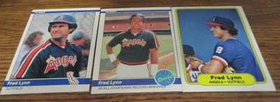 3) Бейсбольная карточка Фреда Линна 1982 Fleer #468 1984 Fleer #525 & #626 - Calif Angels - Изображение 1 из 2