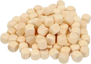 PATIKIL 14mm Blank Wooden Dice, 100 Pack Unfinished Blocks 6  - Picture 1 of 7