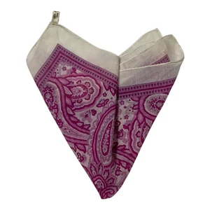 PROCHOWNICK weiß & rosa Paisley Baumwolle bedruckt Einstecktuch 16" PEC - Bild 1 von 4