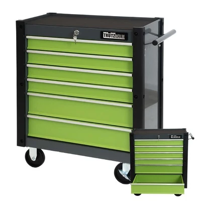 Werkzeugwagen Rollcontainer Werkstattwagen 78 x 64 cm 6 Schubladen Garage grün - Bild 1 von 4