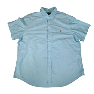 Camisa Ralph Lauren Etiqueta Azul Hombres XXL Manga Corta Azul Abotonada Algodón - Imagen 1 de 9