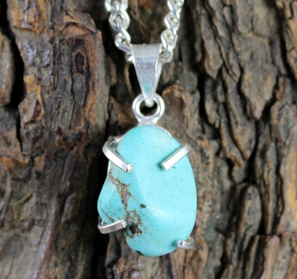 Ciondolo grezzo naturale Arizona blu turchese 14,85 carati con pietra... - Immagine 1 di 4