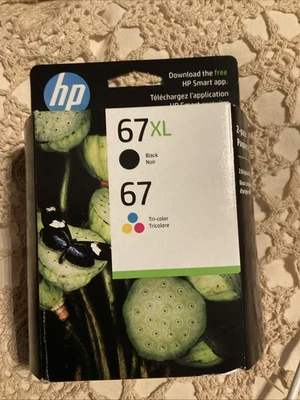 HP 67XL Black 67 Tricolor Ink Set 3YP30AN 3YM57AN 3YM55AN OEM Sealed Retail Box - Image 1 of 3