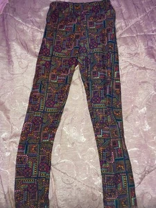 LuLaRoe Leggings Kids S/M NWOT Colorful Floral Geometric Shapes NEW OS - Picture 1 of 4