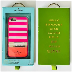 NWT Kate Spade New York Hot Pink Stripe Hybrid Hard shell Phone Case, iPhone 6 - Picture 1 of 2
