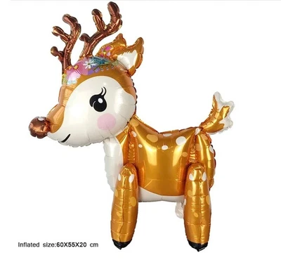 4D Reindeer foil balloon Christmas Elk Foil Balloon Standing Airwalker Reindeer - Image 1 of 4