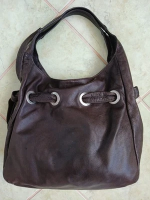 * Made in Italy modische echt LEDER Tasche Handtasche Bag braun * - Bild 1 von 4