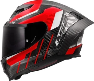 LS2 FF807 DRAGON TRAX RED CASCO CARBONIO MOTO INTEGRALE RACING 22.06 TG M - Imagen 1 de 6