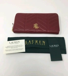 LAUREN RALPH LAUREN Carrington Quilted Zip Wallet Purse - Red - Picture 1 of 10