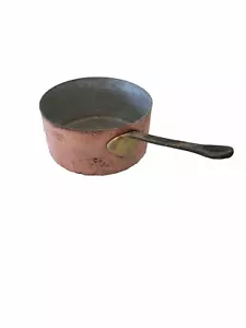 Primitive Vintage Small Copper Sauce Pan Brass Handle, Unmarked, No Lid - Picture 1 of 2
