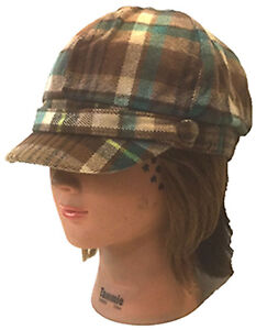 Ladies Trendy Herringbone Newsboy Cabbie Applejack 8 Panel Women Plaid Hat 