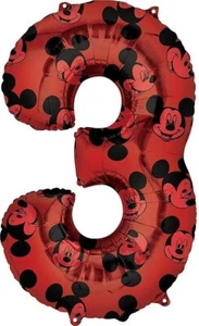 Mickey Mouse 3rd #3 Third Birthday Red and Black Forever 34" Mylar Balloon - Picture 1 of 1