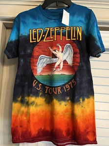 Unisex LED ZEPPELIN U.S. TOUR 1975 Tie Dye Art Print T-Shirt Size Small NWT - Picture 1 of 2