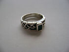 Sterling Silver Celtic Irish Weave Genuine Green Agate Stone Ring New