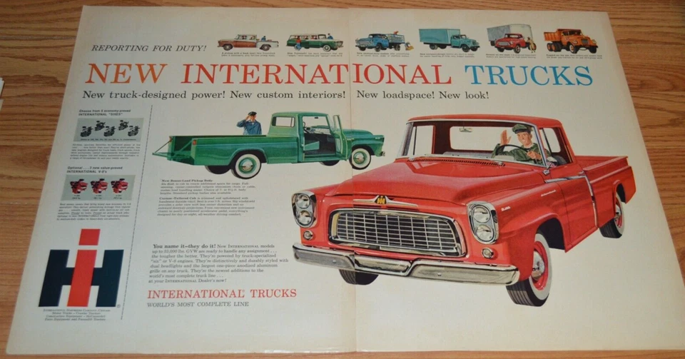 1959 International Truck Original Vintage Grande Anúncio 59 Comercial - Imagem 1 de 1