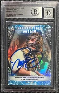 MANKIND MICK FOLEY FIRMADO 2020 TOPPS CROMO IMPACTANTE VICTORIAS BECKETT AUTO GRADO 10 - Imagen 1 de 2