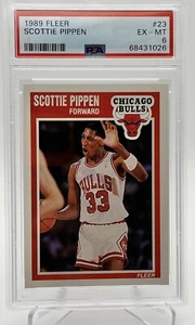 1989 Fleer #23 Scottie Pippen PSA 6 EX neuwertig HOF Chicago Bulls 2. Jahr Karte - Bild 1 von 2