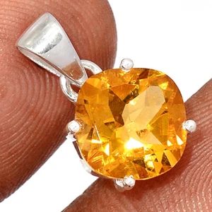 Natural Mandarin Citrine - Brazil 925 Sterling Silver Pendant Jewelry CP56420 - Picture 1 of 1