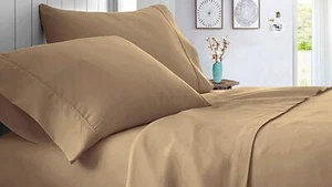 Premium 4 PCs Sheet Set - Egyptian Cotton - Taupe - Select TC/Pattern/Size - Picture 1 of 13