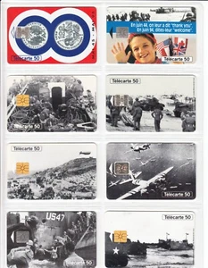 8 PHONE CARD SET / TELECARTE .. FRANCE D-DAY DEBARQUEMENT ARMY 1944  USED/CHIP - Picture 1 of 1