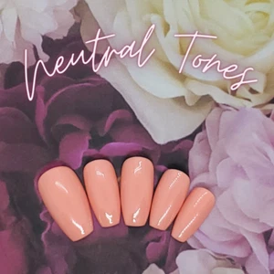 #11 Peach Pink Nude Press On Nails | Handmade | Hard Gel Glue On Nails - Bild 1 von 9