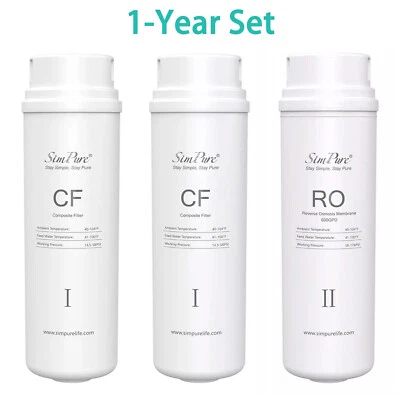 3 Pack Water Filter Cartridge Replacement For SimPure Q3-600 RO System (2*CF+RO) - Image 1 of 4