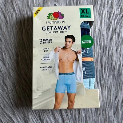Fruit Of The Loom Boxer Briefs Men's Size XL 40-42 Quick Dry 3 Pair Oder Control - Image 1 of 4