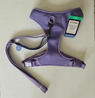 Arnês Top Paw ajustável moda conforto cachorro com coleira combinando - Roxo/tamanho G - Imagem 1 de 4