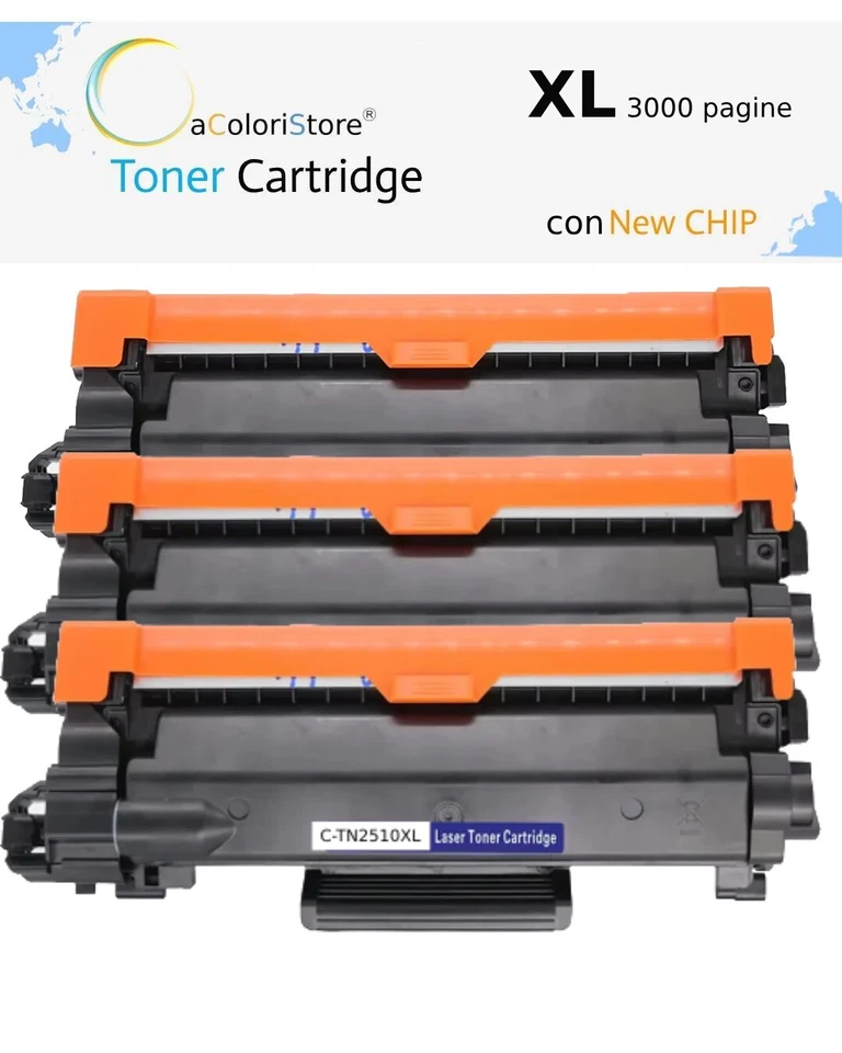 3 TN2510XL toner compatibile per Brother MFC-L2800DW MFC-L2827DW MFC-L2860DWE - Immagine 1 di 4