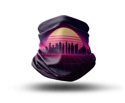 Washable Fabric Face Cover Neck Gaiter Cyberpunk Futuristic City Design EU Made - Image 1 of 4