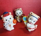 3 Vintage porcelain Kitten Cat Football Tennis Boxing Soccer Sports Figurines
