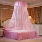 Bed Curtain Round Top with Double Lace Decorative Bed Canopy Hexagonal Mesh