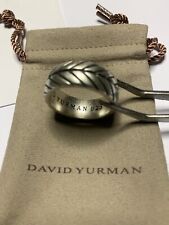 Mint David Yurman Sterling Silver 10mm Chevron Ring Sz 11 + Pouch