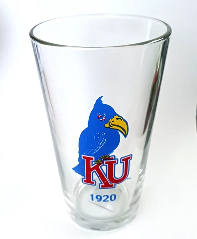 University of Kansas 1920 Jayhawk 12oz Heavy Drinking Glass - FREE US SHIPPING ! Cover