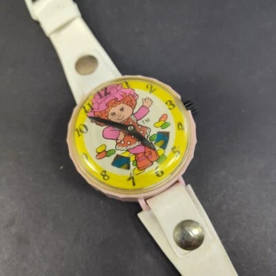 Vintage LANARD Plastic Wrist Watch Toy Jelly Bean Girl Windup with White Band - Image 1 of 4